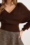 Women's Bitter Brown Front Back Double-Breasted Waist Above Crop Knitwear Sweater Kzk-19000076 - 5