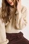 Women's Stone Crew Neck Crop Soft Textured Knitwear Sweater Kzk-19001084 - 5