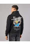 Men Black Front & Back Embroidered Hooded Sweatshirt - 3