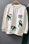 Candy Cane and Christmas Printed on the Girl 2 Drawstring Sweater Corded Fabric Green Tights Set - 6