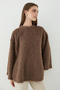 Women's Brown Oversized Plush Sweater - 2