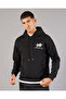 Men Black Front & Back Embroidered Hooded Sweatshirt