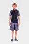 Boys Youth Rashguard Short Sleeve - Blue Black Fish - 3