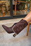 Samira Bitter Brown Suede Stone Detailed Heeled Boots