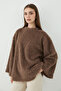Women's Brown Oversized Plush Sweater - 5