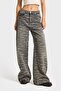 Women's Dark Denim Color 4W5-155 Super Baggy Fit Special Fabric Design Denim Jean