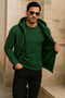 Men's Winter Pocketed Green Oversized Sweatshirt - 4