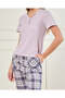 Women Lilac Checkered Pyjama Set (2 Piece) - 4