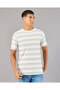Men White Striped T-Shirt