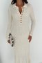 Maxi Boy Half Placket Button Detailed Knitwear Dress Aw25El0022 - 5