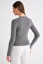 6931 Women's Buttoned Corded Fabric Knitwear Cardigan Gray - 6