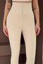 Corded Fabric Cream-Colored Leggings with Waist Corset Detail - 2