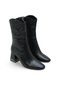 Women's Snakeskin Textured Boots 6.5 cm Thick Heel, Square Toe Modern and Stylish Design