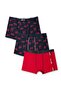 3-Pack of Children's Boxers, 2 Navy Blue Printed 1 Red