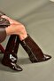 V380526460 Brown Rustic Flat Sole Zipper Detailed Women's Boots - 3