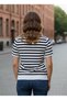 Women's Striped Polo Neck Knitwear Blouse – Black and White – Short Sleeve – Fits Sizes 36-40 - 3