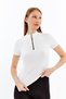 Women's Short Sleeve Half Gold Zipper Slim Fit Tshirt - 5