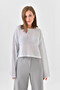 Women's Boat Neck Knit Detail Glitter Crop Knitwear Sweater