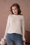Women's Crew Neck Knit Detail Knitwear Sweater - 5