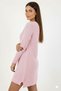 Women's Light Pink Crew Neck Long Tunic Dress Thick Knit Italian Sleeve Y Slit Knitwear Sweater - 2