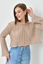 Women's Crew Neck Knit Detail Crop Knitwear Sweater - 6