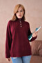 Women's Mock Neck Button Detail Oversized Knitwear Sweater - 5