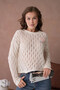 Women's Crew Neck Knit Detail Knitwear Sweater - 7