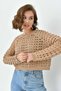 Women's Crew Neck Knit Detail Crop Knitwear Sweater - 6