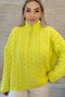 Lemon Yellow Zippered Turtleneck Tirko Sweater with Braided Hair Detail - 2