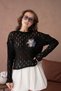 Women's Crew Neck Knit Detail Knitwear Sweater - 5