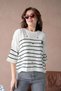 Women's Crew Neck Embroidery Detail Striped Knitwear Sweater - 5