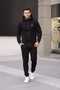 Relaxed Men's Fleece Lined K Hooded Tracksuit Set, Black - 3