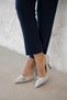 Miranda Women's Heeled Satin Evening Dress Shoes Silver - 4