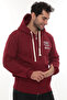 Men's Burgundy Standard Fit Regular Cut Full Zippered Hooded Cotton Sweatshirt with Fleece Inside - 4