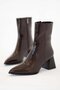 Olai women's wrinkled patent leather heeled boots brown