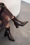Olai women's wrinkled patent leather heeled boots brown - 2