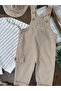 Baby Boy Embroidered Striped Sweatshirt and Dungarees Set with Safari Hat - 3