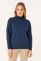 Women's Half-Throat Knitwear Sweater Soft-Textured Cotton Thin Woven Long-Sleeved - Indigo - 2