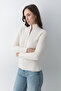 Cream Snap Fastener High Neck Sweater - 251037 - 2