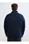 Lcwaikiki Classic Navy Blue Large Size Mock Neck Men's Sweatshirt - 8