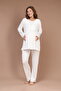 Women's Ecru Double-Breasted Collar Design with Easy Breastfeeding Features Maternity Maternity Dressing Gown Pajama Set - 6