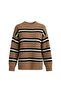 Striped Crew Neck Oversized Mink Knitwear Sweater - 3