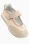 Nora Beige Fur Velcro Sports Ballerinas