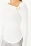 Asymmetrical Collar Gold Buckle Blouse - 2