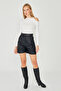 One Shoulder Buckle Detailed Asymmetrical Long Sleeve Blouse - 2