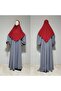 Short Length Sandy Souffle Khimar Ready Made Hijab Scarf Red - 3