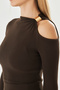 One Shoulder Buckle Detailed Asymmetrical Long Sleeve Blouse - 7