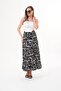 Black Beige Ethnic Patterned Viscose Fabric Sports Hijab Skirt - 3