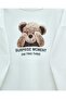 Teddy Bear Printed 3 Thread Sweat Set - White - 5