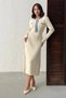 Women's Ecru Buttoned Jean Detailed Knitwear Dress